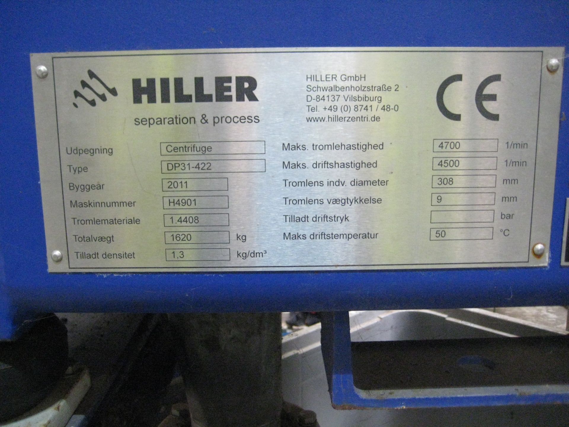 Hiller DP31 - 422 DecaPress Two Phase Decanter Centrifuge, year of manufacture 2011, with scroll - Image 8 of 8