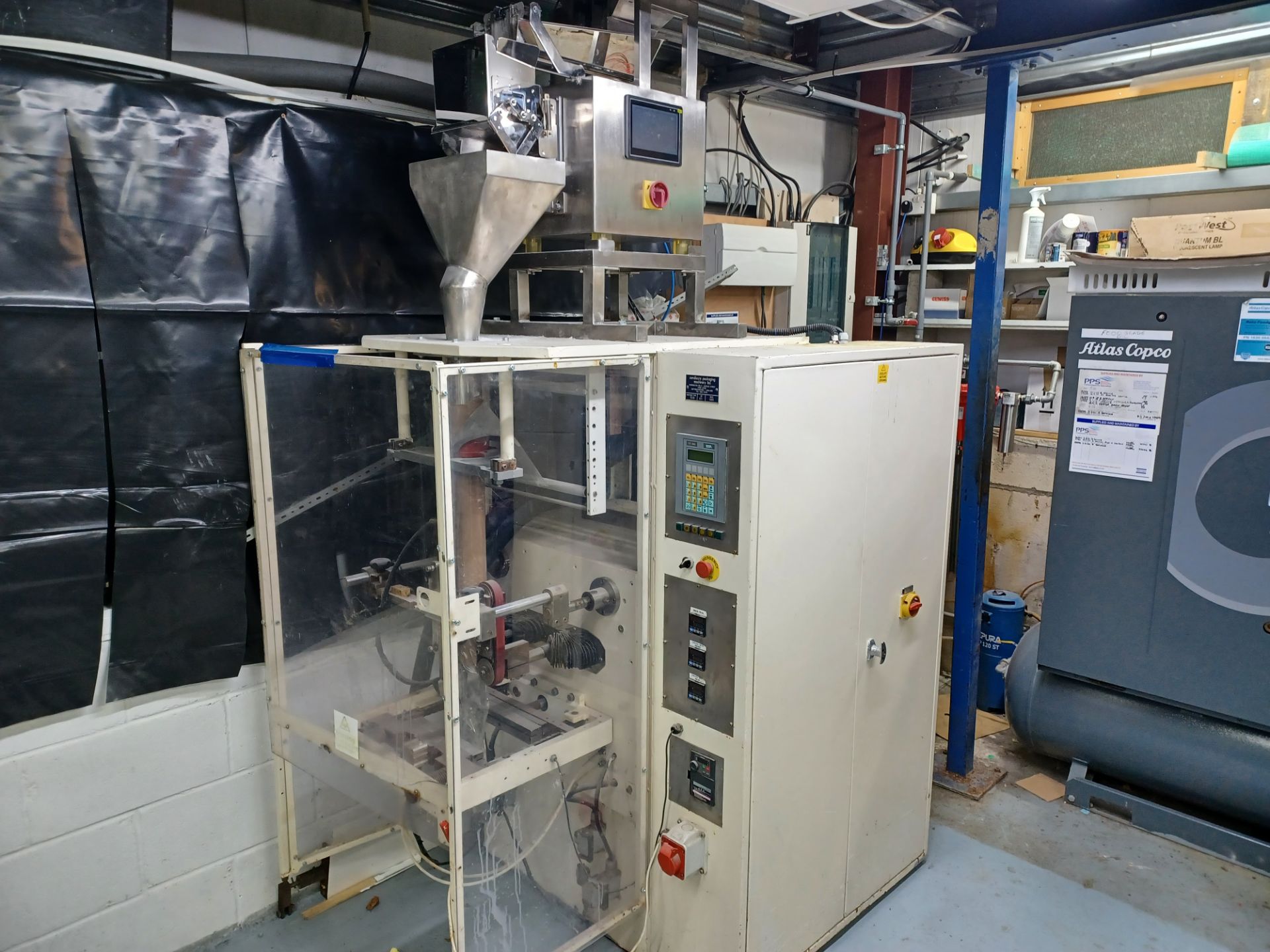 Sandiacre TG3B Vertical Form and Seal Powder Weigher, three phase, year of manufacture 1986,