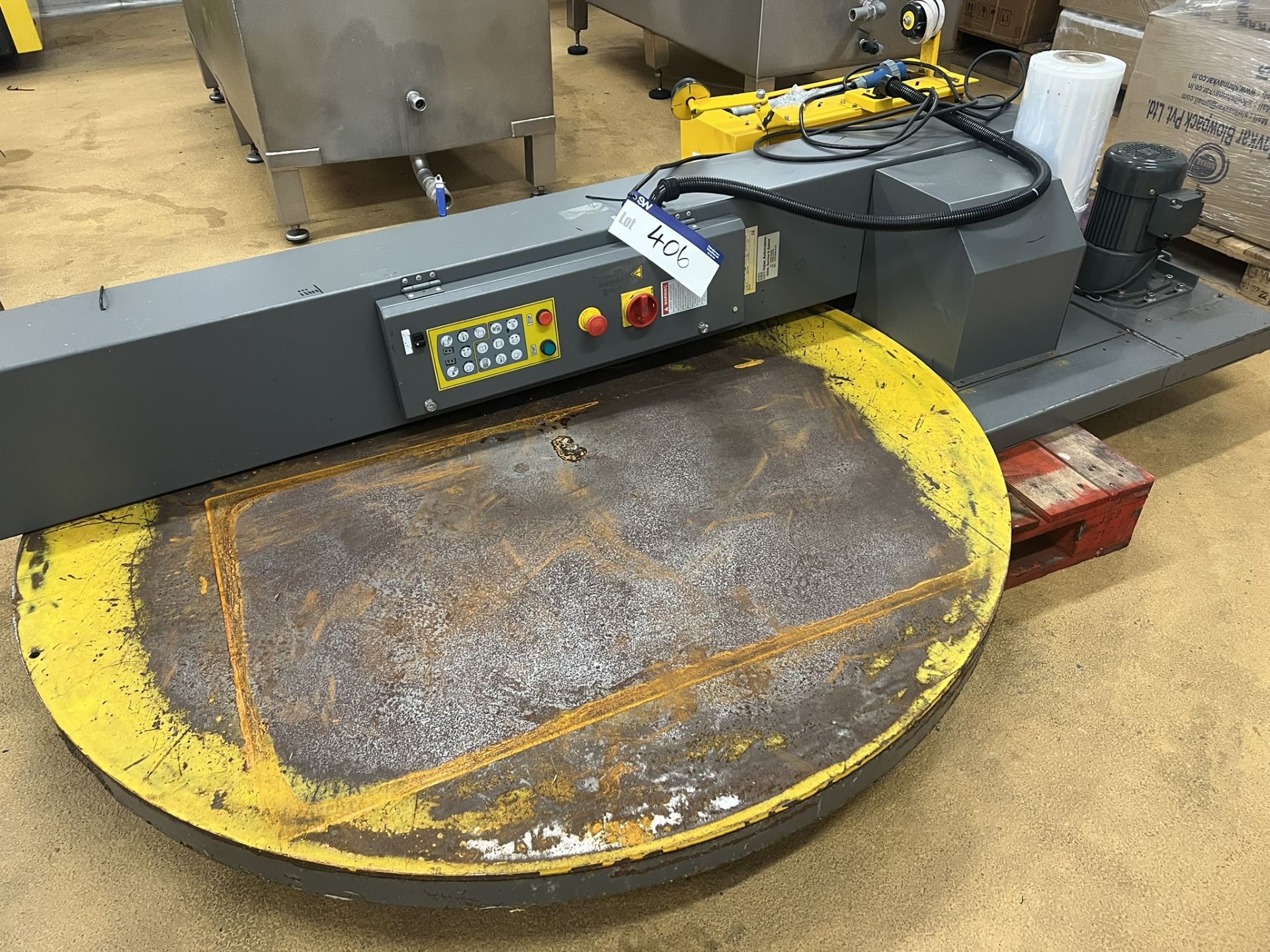Impac AP300-1620 Automation Pallet Wrapper, turntable approx. 1.7m diameter, overall 2.5m x 1.7m x