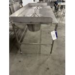 Sorting Table, with two chutes and upstand on three sides, approx. 1.6m x 0.81m x 0.9m high, lift