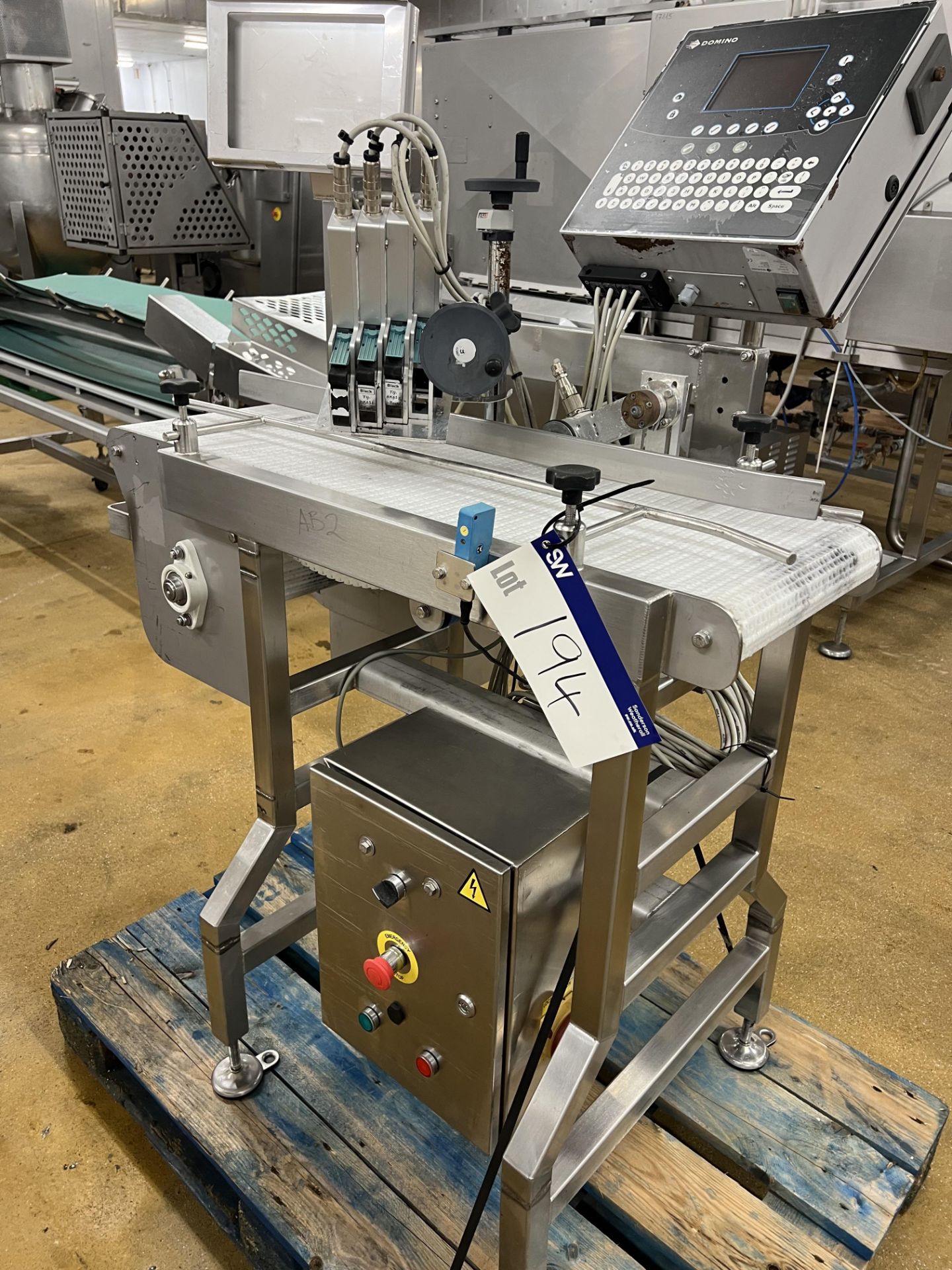 Domino Printer, with conveyor, approx. 1m x 30cm wide, overall 1m x 0.9m x 1.5m high, lift out