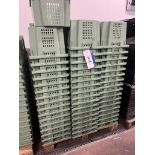 85 Green Stackable Trays, approx. 60cm x 40cm x 30cm deep, lift out charge - £30 + VAT, lot