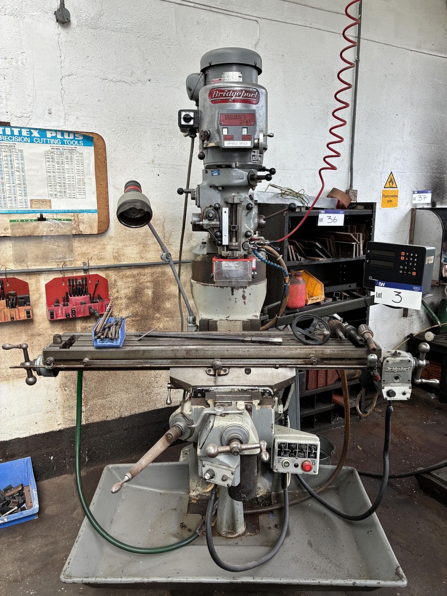 Bridgeport Series I 2HP Milling Machine, serial no. 434341087XX, 50/60Hz, with Heidenhain control