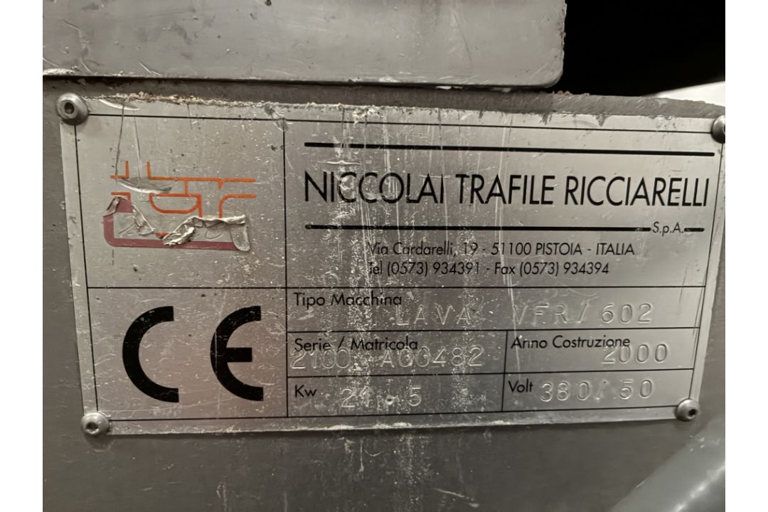 Niccolai Trafile LAVA VFR/602 Die Washer, s/n: A00482, year of manufacture 200, three phase, 50Hz - Image 5 of 5