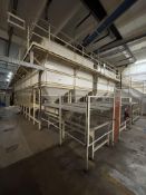 Sircam 32-bin Bulk Storage Station, with Sircam Infeed/ outfeed belt conveyors, 220V vibrating bins,
