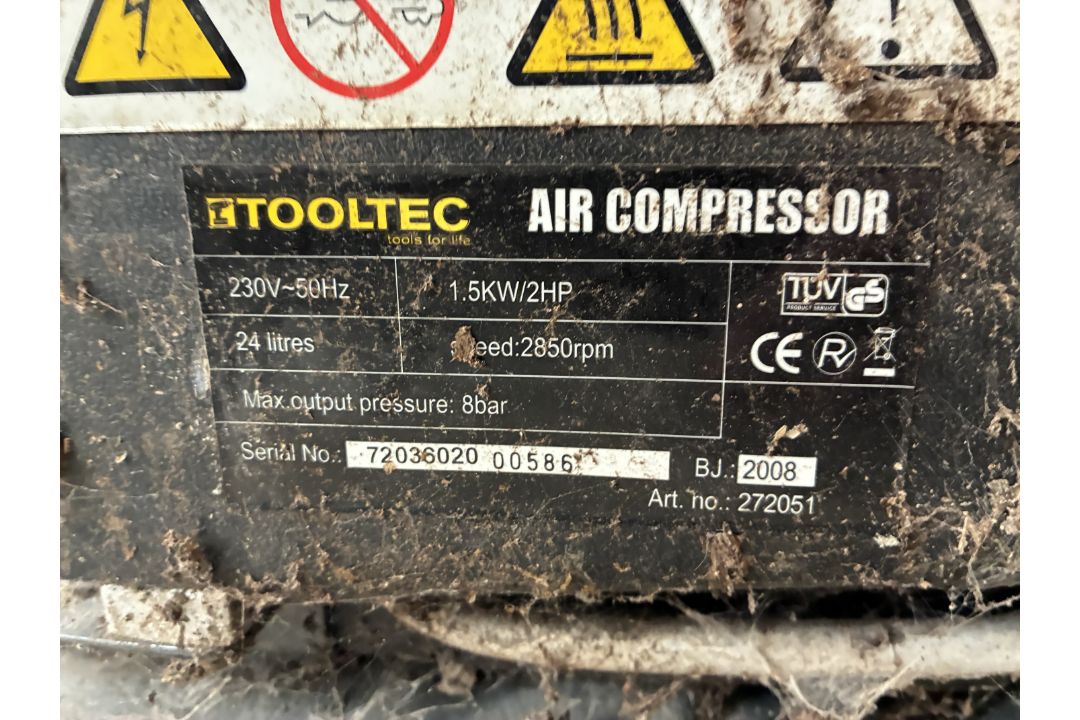Tooltec 24L 1.5kW/ 2HP Mobile Air Compressor, 240V, single phase Please read the following important - Image 2 of 2