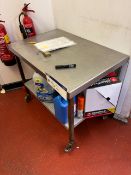 Portable Stainless Steel Bench, approx. 0.75m high x 0.9m wide Please read the following important