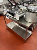 Two Stainless Steel Benches, one approx. 0.9m high x 1.5m wide, one approx. 0.85m x 1.5m wide Please