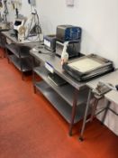 Two Stainless Steel Three Tier Benches, each approx. 0.9m x 1.5m wide Please read the following