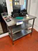 Two Stainless Steel Kitchen Benches, one approx. 0.9m high x 1m wide, one approx. 0.65m high x 0.