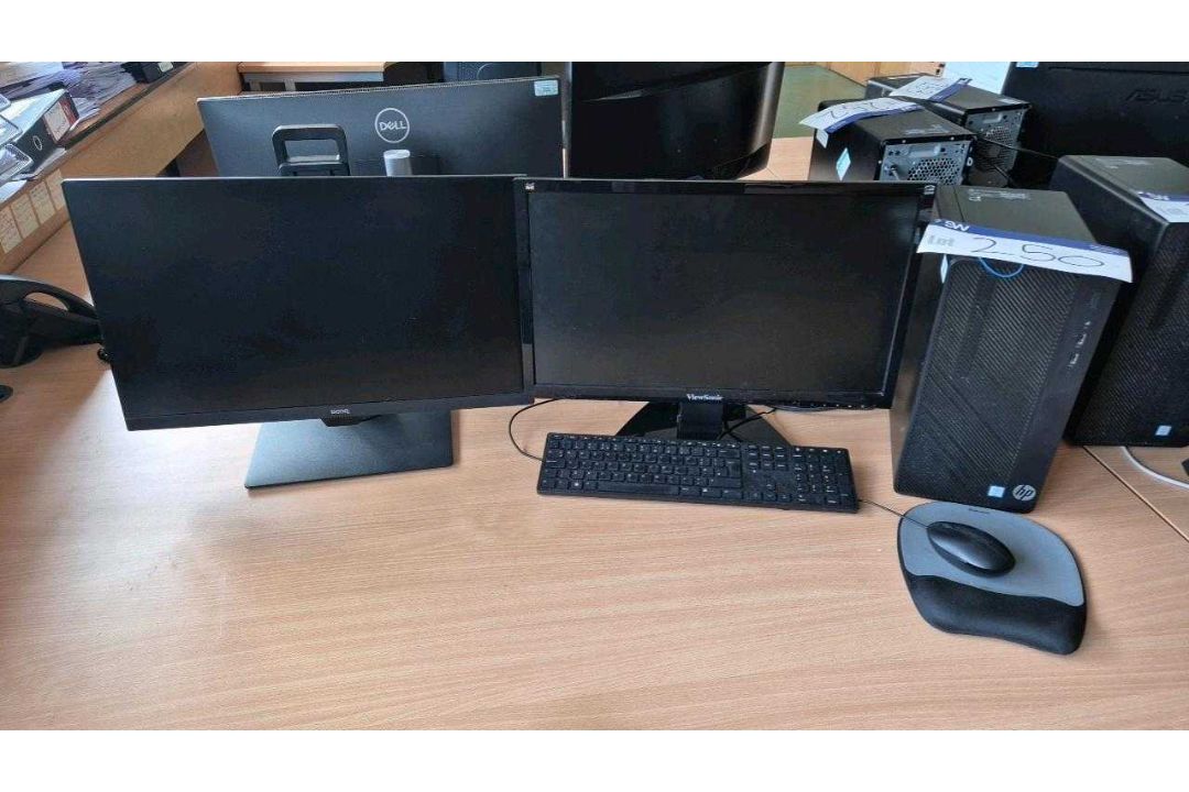 HP 290 G1 Core i5 Desktop Pc, with Two Monitors, Keyboard and Mouse(Hard Drive Wiped - Contains no