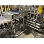 Intralox Belt Conveyor, motorised by Schneider, approx. 2m long x 1m high, belt approx. 0.55m, 415V,
