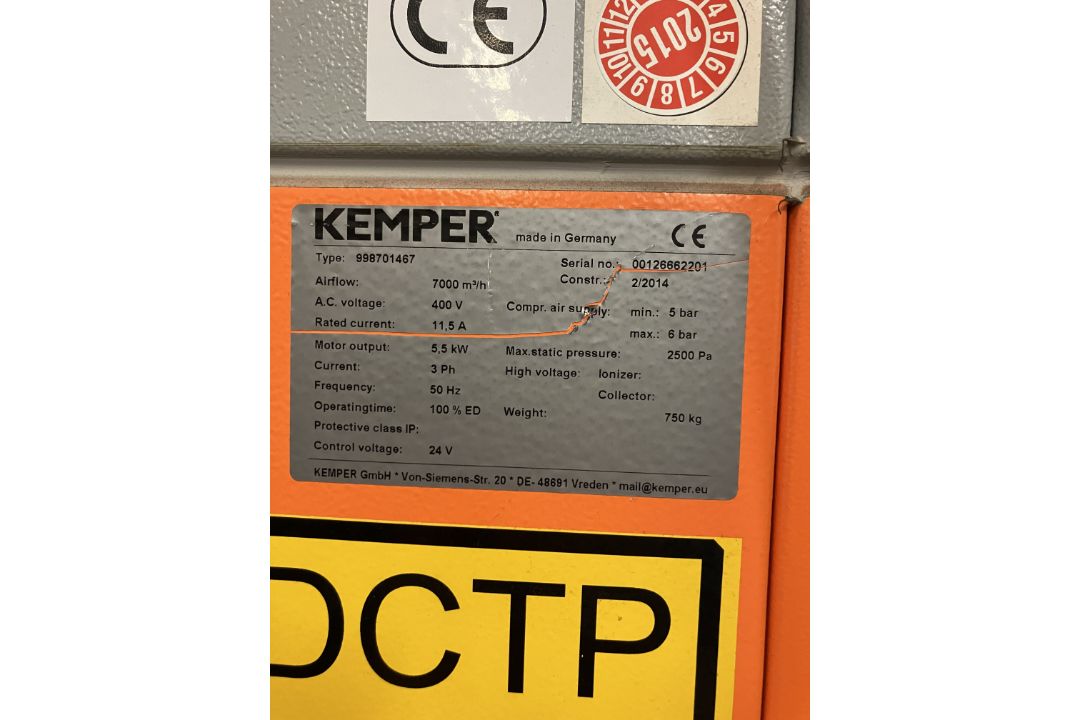 Kemper SYSTEM 8000 FUME EXTRACTION SYSTEM, serial no. 00126662201, air flow 7000m³/ hour, with - Image 3 of 3