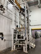 Flowmat Bag Filler BULK BAG DISCHARGE TOWER, with a fabricated steel tower, approx. 1.7m x 1.6m x
