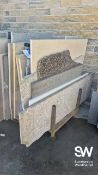 Metal Stillage and Contents, including various part sheets of granite and quartz, with approx 30m2