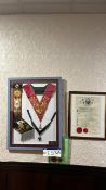 Framed Thirtieth Degree Masonic Regalia Please note - No VAT on hammer price (VAT payable on
