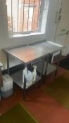 Two CED Stainless Infeed/ Outfeed Tables, approx. 0.6m long x 0.6m wide x 0.9m high Please note - No