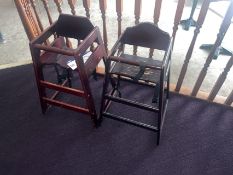 Two Wooden High Chairs Please note - No VAT on hammer price (VAT payable on buyers premium) At the