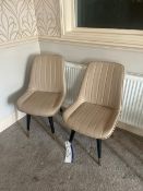 Two High Back Leather Effect Lemroe Beige Dining Chairs Please note - No VAT on hammer price (VAT