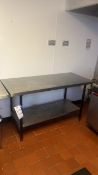Stainless Steel Top Prep Bench, approx. 1.5m long x 0.7m wide x 0.85m high Please note - No VAT on