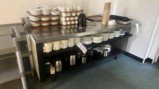 Stainless Steel Top Prep Bench, approx. 2m long x 0.9m wide x 0.85m high Please note - No VAT on