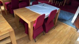 Oak Effect Dining Table, approx. 1.5m long x 0.9m wide x 0.75m high, with four matching stackable