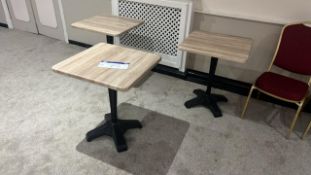 Three Matching Square Top Tables Please note - No VAT on hammer price (VAT payable on buyers