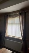 Three Pairs of Curtains, with poles and vertical blinds Please note - No VAT on hammer price (VAT