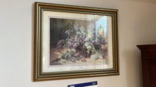 Framed Print ‘Basket of Lilacs with Bees’ Artwork Please note - No VAT on hammer price (VAT