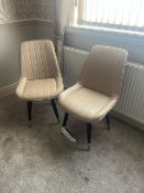 Two High Back Leather Effect Lemroe Beige Dining Chairs Please note - No VAT on hammer price (VAT