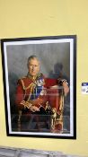 Framed Image of HM the King Please note - No VAT on hammer price (VAT payable on buyers premium)
