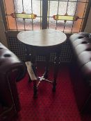 Victorian Style Vintage Wooden Cross-Stretcher Base Side Table Please note - No VAT on hammer