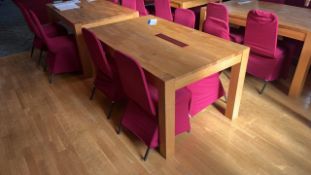 Oak Effect Dining Table, approx. 1.5m long x 0.9m wide x 0.75 high, with four matching stackable