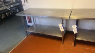 Stainless Steel Top Prep Bench, approx. 1.5m long x 0.7m wide x 0.85m high Please note - No VAT on