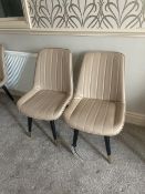 Two High Back Leather Effect Lemroe Beige Dining Chairs Please note - No VAT on hammer price (VAT