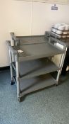 Two Plastic Three Tier Mobile Serving Trolleys Please note - No VAT on hammer price (VAT payable