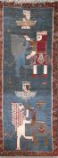 Gabeh, Iran, blaugrundig, figürlich gemustert, 140x55 cm