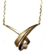 Brillant-Collier, 585er GG, besetzt mit 1 Brillanten von ca. 0,02 ct., Kastenschloss mit 1 Sicherhe
