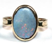 Opal-Ring, 585 GG, ovale Opal-Triplette, Ges.-Gew. 4,4 g, RG 54