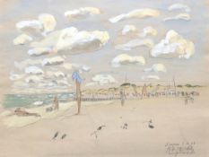 Morell, Pit (1939 Kassel) "Am Strand in Kampen", Aquarell/ Bleistift, sign. u.r. und dat. "2.8.88",