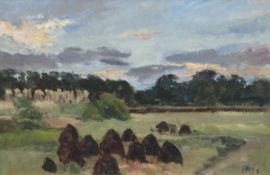 Huys, Bernhard (1896 Oesede-1973 Worpswede) "Landschaft", Öl/ Platte, sign. u.r., 32x48 cm, Rahmen