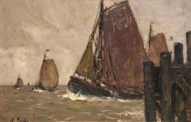 Guba, Rudolf (1884 Hamburg-1950 München) "Nordseekutter", Öl/ Mp., sign. u.l., 32,5x48,5 cm, Rahmen