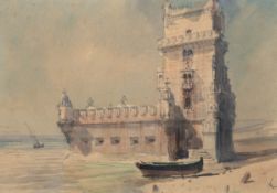 Kips, Alexander (1858 Berlin-1910 ebenda) "Torre de Belem", Aquarell/ Bleistift, monogr. u.r., 23,5