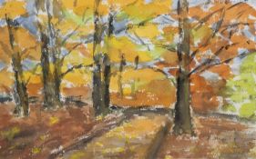 Unseld, Albert (1879 Ulm-1964 ebenda) "Herbstwald", Aquarell, monogr. "Un" u.r., verso mit Widmung 
