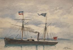 Sturm, Friedrich (Fritz) Ludwig Christian (1834 Rostock-1906 Berlin) "Zweimastbark", Aquarell, sign
