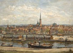 Matern, Hans-Werner (1906 Rostock-1996 Lübeck) "Blick auf Lübeck", Öl/ Lw., sign. u.l. und dat. ´54