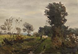 Malchin, Carl (1838 Kröpelin- 1923 Schwerin) "Landweg in Mecklenburg", Öl/Mp. sign. u.l., 25x35 cm,