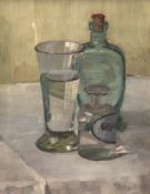 Bartels, Rudolf (1872 Schwaan-1943 Rostock) "Stilleben mit Glas und zwei Flaschen", Öl/ Lw., sign. 