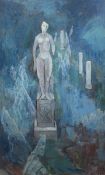 Wellenstein, Walter (1898 Dortmund-1970 Berlin) "Weiblicher Akt auf Sockel in traumartiger Umgebung