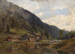 Schnee, Hermann (1840 Treuenbrietzen-1926 Berlin) "Wassermühle im Harz", Öl/ Karton, sign. u.r., 56
